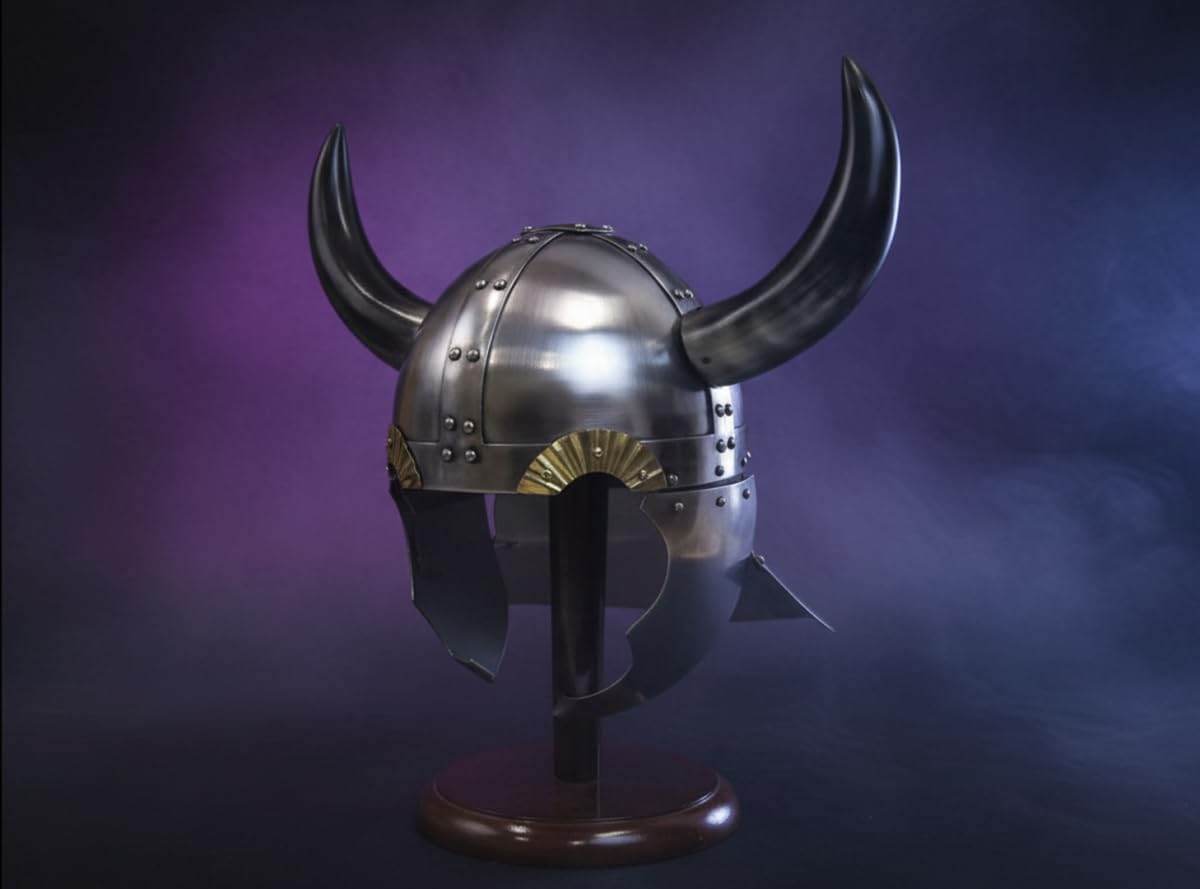 Horned Viking Helmet W/ Neck and Ear Guards - Wearable Costume Armor