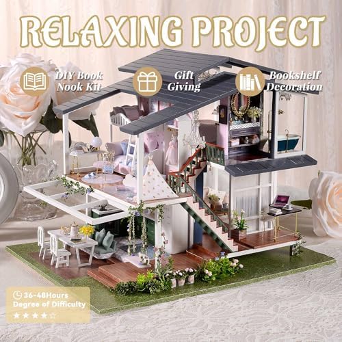 Flever Dollhouse Miniature DIY House Kit Manual Creative with Furniture for Romantic Artwork Gift (Perfect Time Apartment)