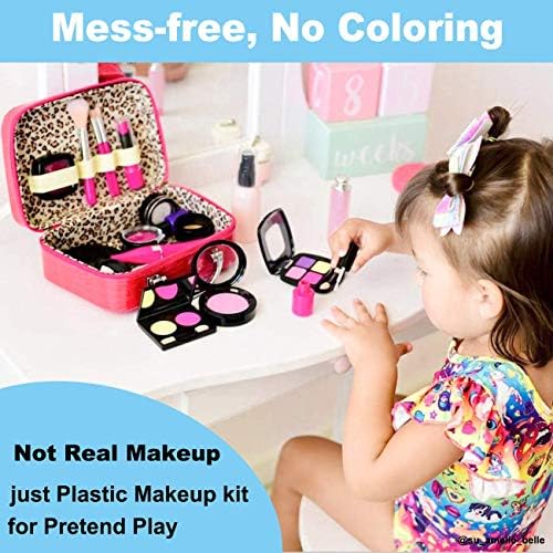 TEPSMIGO Pretend Makeup Kit for Girls, Kids Pretend Play Makeup Set - with Cosmetic Bag for Birthday Christmas