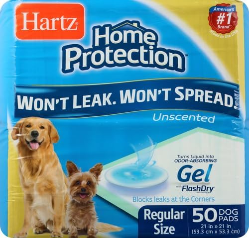 Hartz Home Protection Super Absorbent Odor Eliminating No Leaks Dog Pads, 50 Count