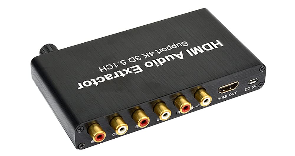 4K HDMI to 5.1 Digital Analog Audio Decoder + EDID Switch 24-Bit 192Khz DAC
