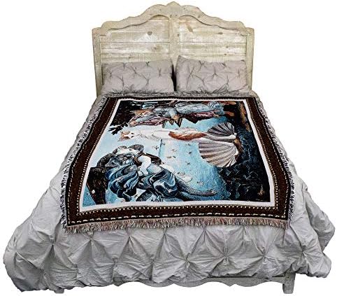 Pure Country Weavers Kitty on a Half Shell Blanket - Sandro Botticelli's The Birth of Venus Parody - Melinda Copper - Cute Funny Gift Tapestry Throw