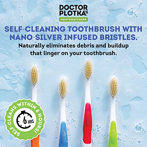 MOUTHWATCHERS Soft Flossing Toothbrushes for Adults, Value 6 Pack, Ultra Clean Manual Toothbrush Set for Sensitive Teeth & Gums, by Dr. Plotka