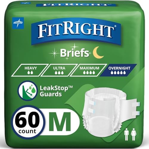 FitRight Adult Incontinence Briefs with Tabs, Extended Wear, Medium, 27" to 43", 15 Count