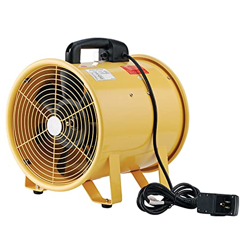 Global Industrial Portable Ventilation Fan, 12" Diameter Confined Space Fan | Blower Fan, 2 Speed, 1640 CFM, 3/8 HP, 10'L GFCI Power Cord, 120V