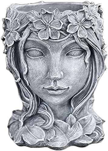 Head Planter Face Flower Pot Goddess Statue Planter Girl Portrait Container