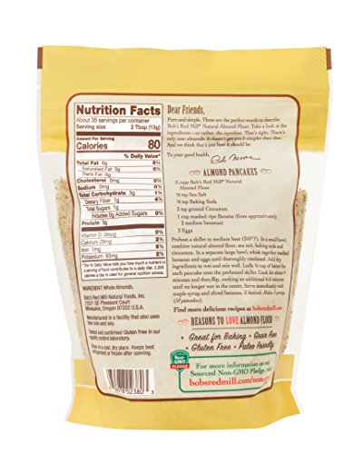 Bob's Red Mill Natural Almond Flour, 16oz (Pack of 4) - Non GMO, Vegan, Paleo Friendly, Keto Friendly, Kosher