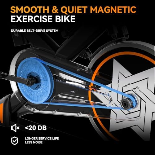 Exercise Bike, pooboo Stationary Bike for Home Gym, Magnetic Resistance Indoor Cycling Bike w/Bluetooth Comfortable Seat Cushion & Tablet Mount