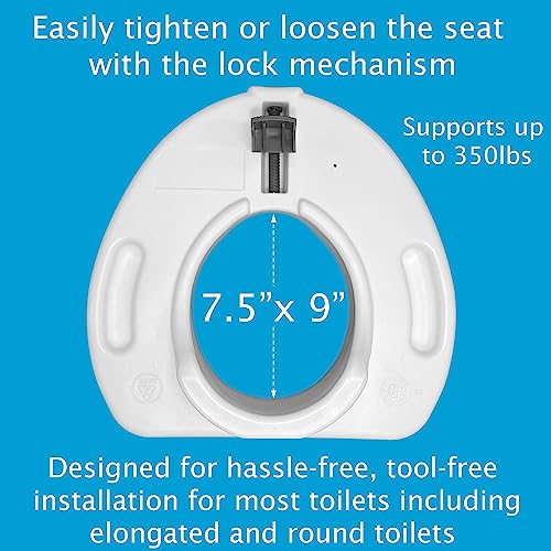 ProBasics Raised Toilet Seat For Seniors With Safety Lock, Round or Elongated Toilets, Secure Locking Mechanism, 4.5" Height, Hygienic Cutout