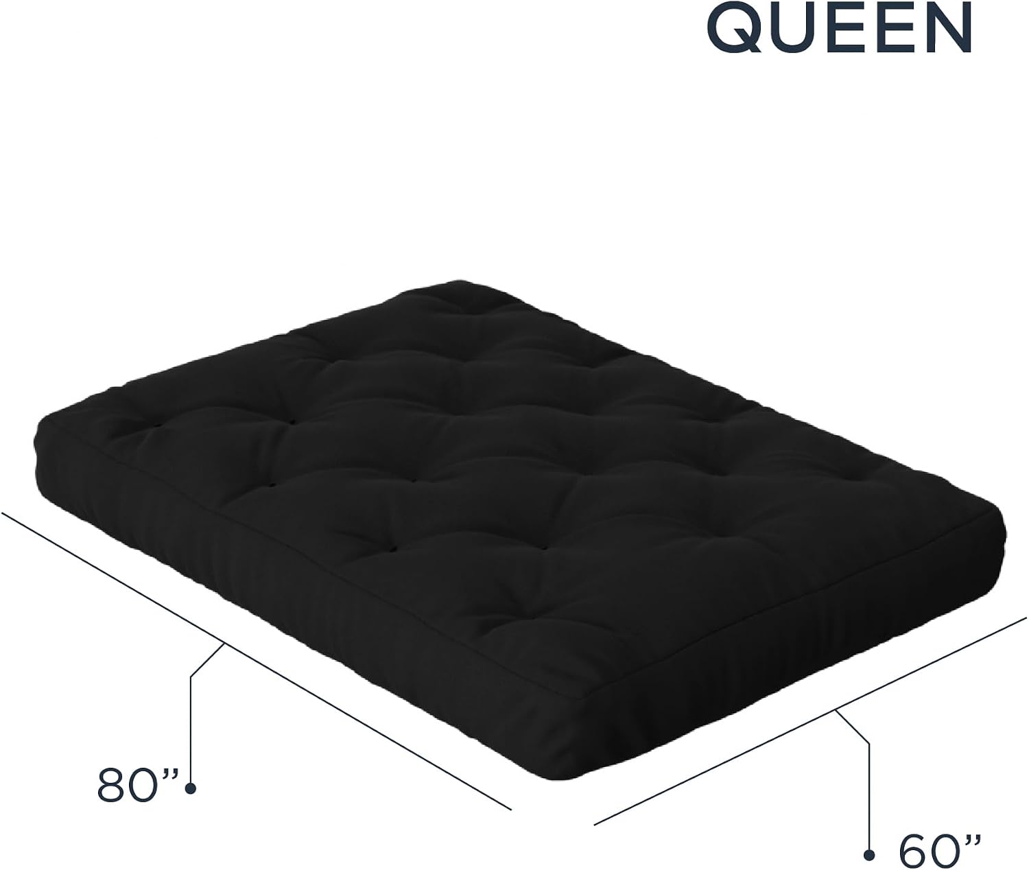 Royal Sleep Products by The Futon Factory 12 inch Foam Futon Mattress - Solid Black Fabric - Full Size - CertiPUR Certified Foams - Made in USA - (Frame not Included)