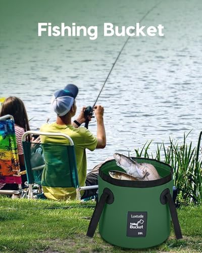 Luxtude Collapsible Bucket with Handle, Portable 5 Gallon Bucket for Camping, Fishing, Beach, Gardening, RV & Outdoor Emergency