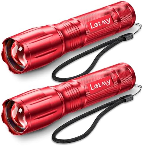 LETMY Tactical Flashlight S2000-2 Pack Bright Military Grade LED Flashlights High Lumens - Portable Handheld Flash Light, 5 Modes Zoomable Waterproof Flashlights for Home Emergency Camping Outdoor