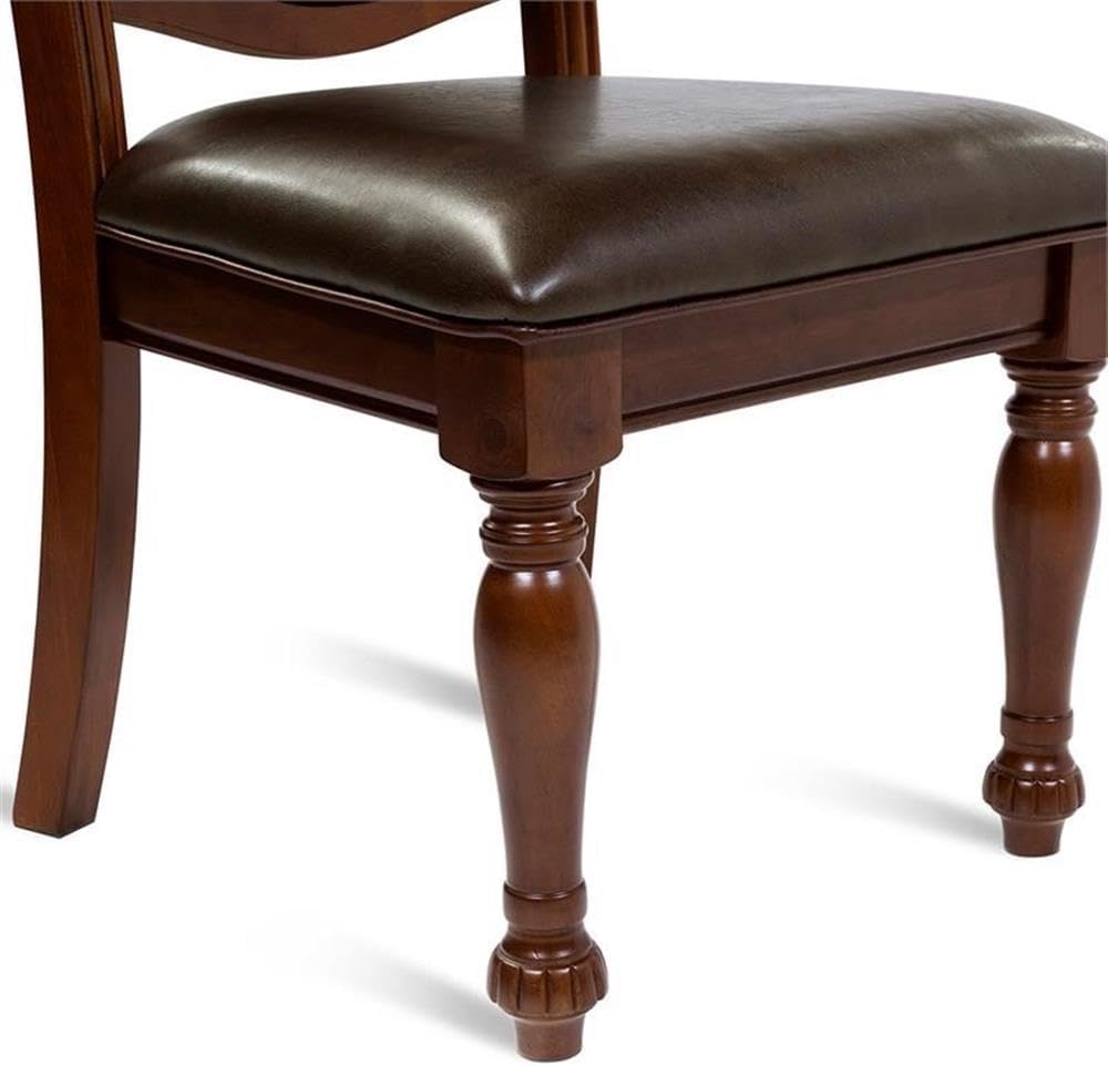 BOWERY HILL 19" Transitional Wood/Faux Leather Side Chair in Cherry (Set of 2)