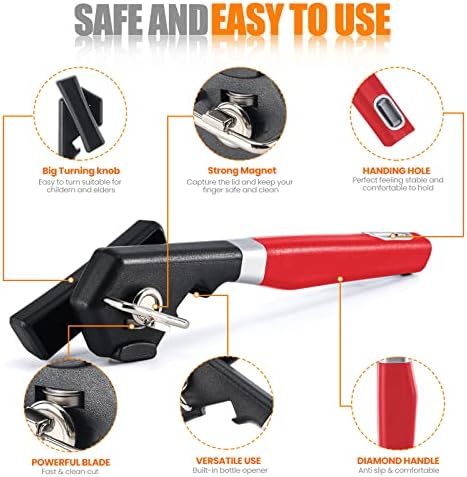 Side Cut Can Opener, Smooth Edge Manual Can Opener, Black