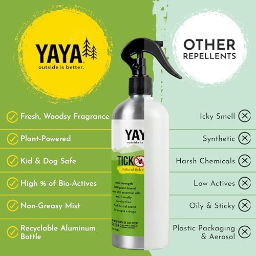 Yaya Organics All Natural Extra Strength Tick Repellent DEET Free - 4 Ounce Spray Bottle
