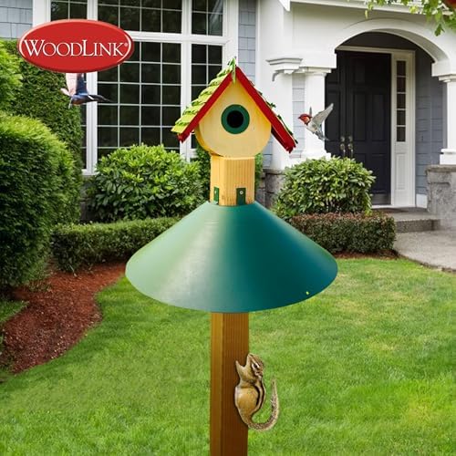 Woodlink Metal 4 x 4 Inch Wrap Around Bird Feeder Squirrel Baffle Guard Pole Posts to Deter Squirrels, Racoons, and Critters from Bird Feeders, Green