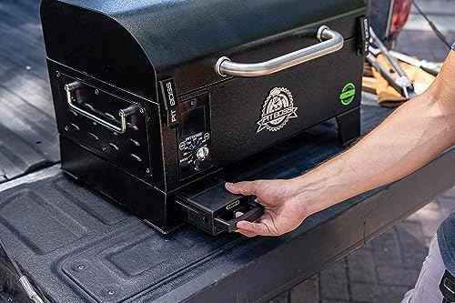 Pit Boss 150 Battery Powered Wood Pellet Grill & Smoker with Flame Broiler 256-Sq. In. Cooking Space, 180°F to 500°F Temperature Range