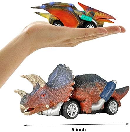 Dinosaur Toy Pull Back Cars, 6 Pack Dino Toys for 3 Year Old Boys Girls and Toddlers, Boy Toys Age 3, 4, 5 and Up, Pull Back Toy Cars