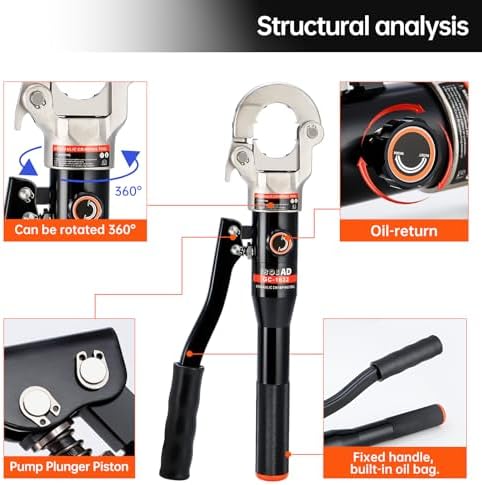 Copper Tube Fittings Hydraulic Pipe Crimping Tool with 1/2",3/4" and 1" Jaw Copper Pipe Press Crimper Pressing Pliers, with Pipe Cutter