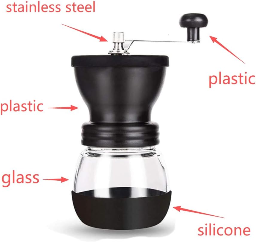PARACITY Manual Coffee Grinder, Ceramic Burr, 2 Glass Jars, 11oz per Jar