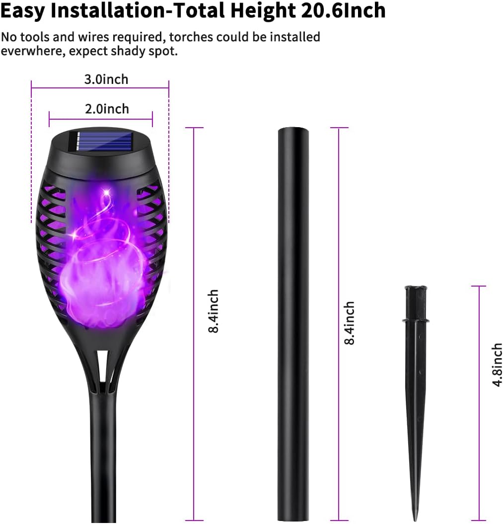 Kurifier Solar Lights Outdoor 8Pack Solar Torch Light with Flickering Flame