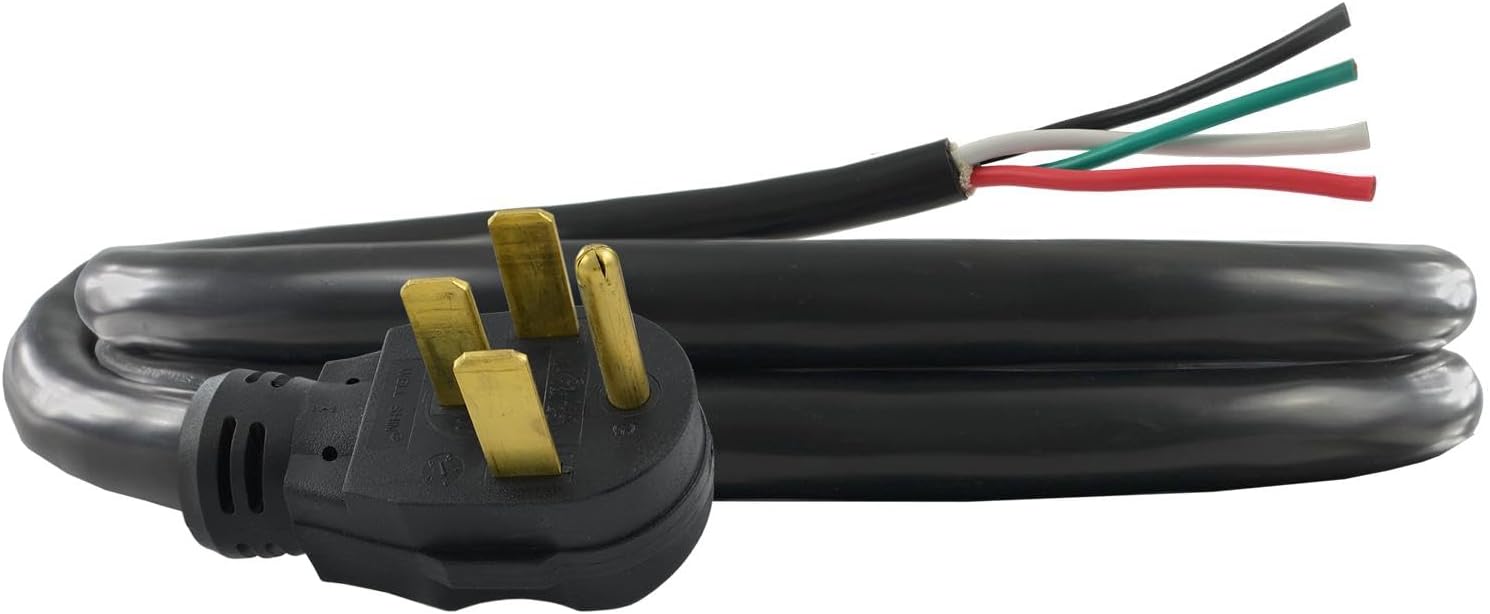 Conntek 14303 RV/Generator Power Cord 36-Foot 50 Amp Male Plug to Bare Wire, Black