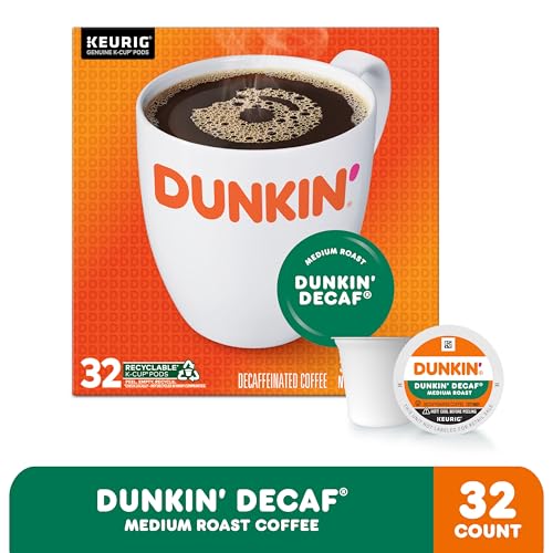 Dunkin’ Decaf Medium Roast Coffee, Keurig K-Cup Pods, 60 Count