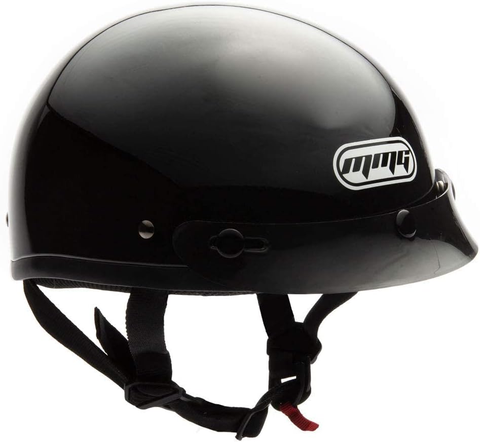 MMG Adult Half Shell Helmet, Motorcycle/Scooter/Moped, Matte Gray, Medium | Lightweight Polycarbonate/ABS half shell, goggles included. Padded washable liner, double D-ring strap. DOT FMVSS-218.