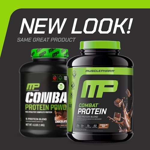 MusclePharm Combat Protein Powder Chocolate Milk - 4.2 lb - 52 Servings | Multi-Source Protein Blend, Chocolate Protein Shake, Lean Muscle Support