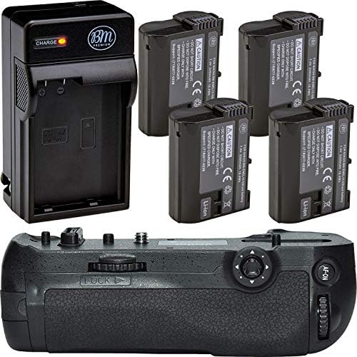 Battery Grip Kit for Nikon D850 Digital SLR Camera - Includes Qty 4 BM Premium EN-EL15 Batteries + Rapid AC/DC Battery Charger + MB-D18 Replacement