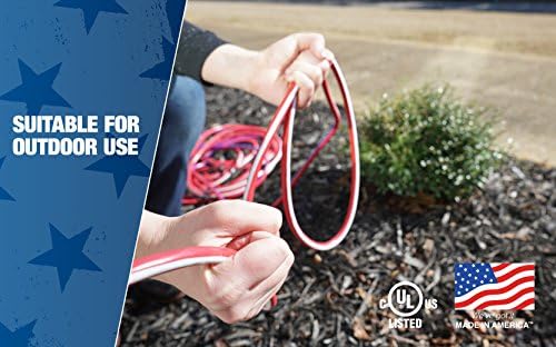 Southwire Heavy Duty Extension Cord, 50Ft, 12 Gauge, 3 Conductor, Outdoor Cord, Lighted End, SJTW, Red/White/Blue, 2548SWUSA1