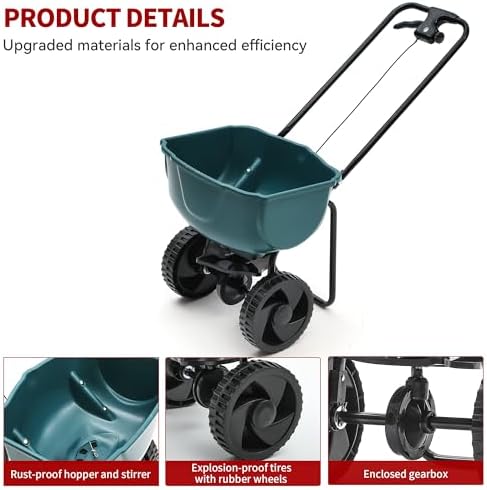 YITAMOTOR 60 lb Walk Behind Lawn Garden Spreader for Seeds Fertilizer | Push Broadcast Spreader for Garden Grass with Easy to Use Flow Control