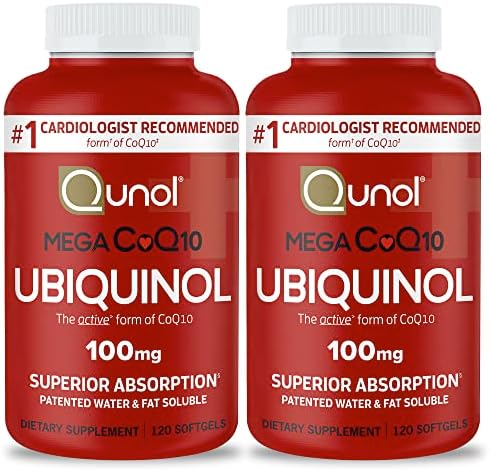Qunol Mega Ubiquinol CoQ10 100mg, Superior Absorption, 100 Softgels | #1 Cardiologist Recommended Supplement for Heart Health, Coenzyme Q10 Supplement to support Vascular Health & Cellular Energy