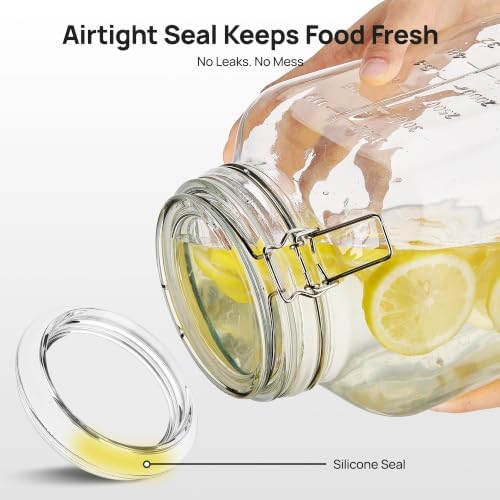 Vtopmart 78oz Glass Food Storage Jars with Airtight Clamp Lids, 3 Pack
