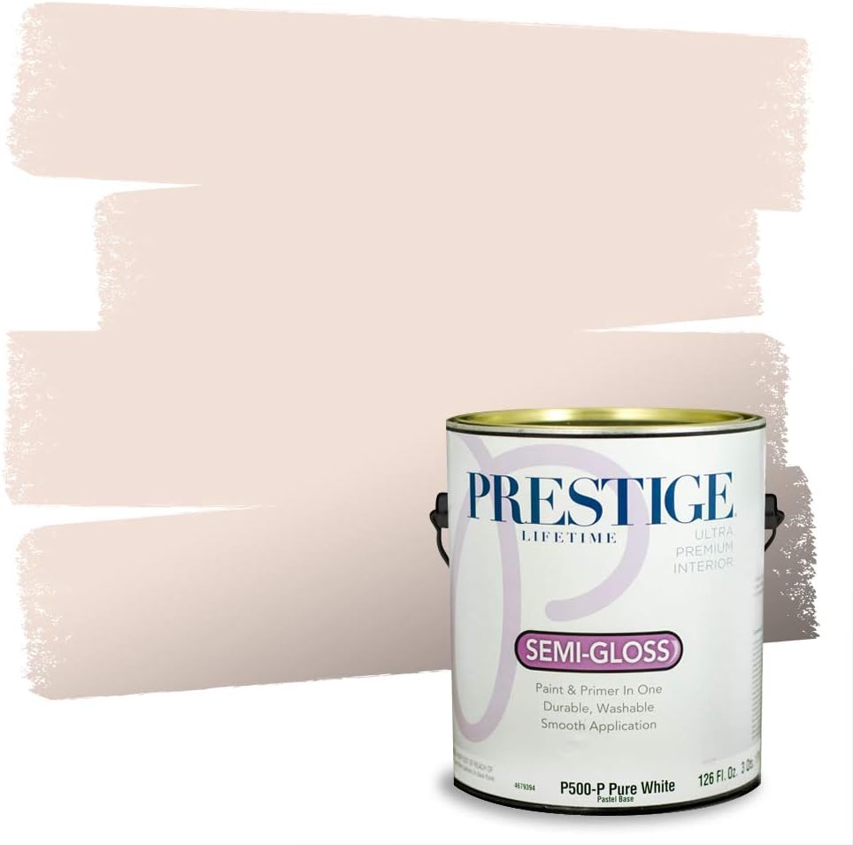 PRESTIGE Paints Exterior Paint and Primer In One, 1-Gallon, Semi-Gloss, Comparable Match of Sherwin Williams* Captivating Cream*