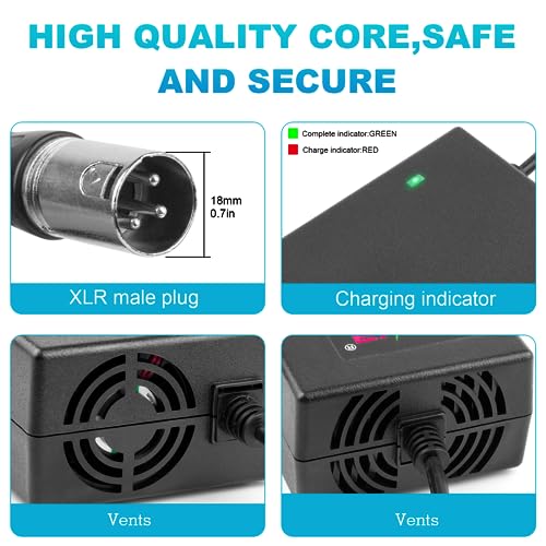 29V 5A for 24V 5A 3-Pin Male XLR Connector Battery Charger for Lakematic, Pride Mobility, Jazzy Power Chair, Drive Medical, Golden Technologies