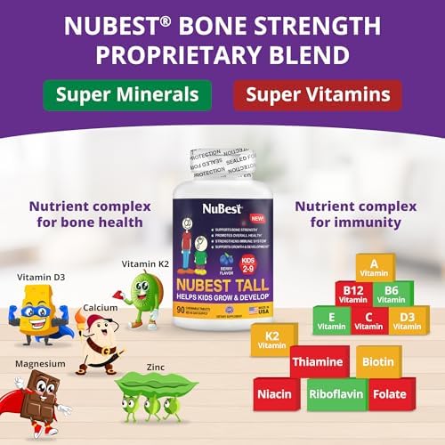 NuBest Bundle Tall 10+ 60 Capsules Tall Kids 90 Chewable Tablets | Height Growth Support for Kids & Teens | Calcium, Vitamins D3 K2
