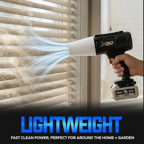Sun Joe 20V ECOSHARP X20 StormJet Cordless Turbo Blower, 40 CFM Handheld Leaf and Dust Blower with 5.0Ah Battery and Charger, Blue, GO-SRMJET-5A-BLU