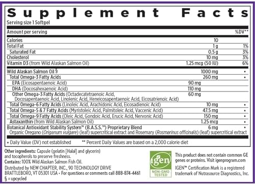 New Chapter Omega-3 Complex Fish Oil Supplement, 30 Count