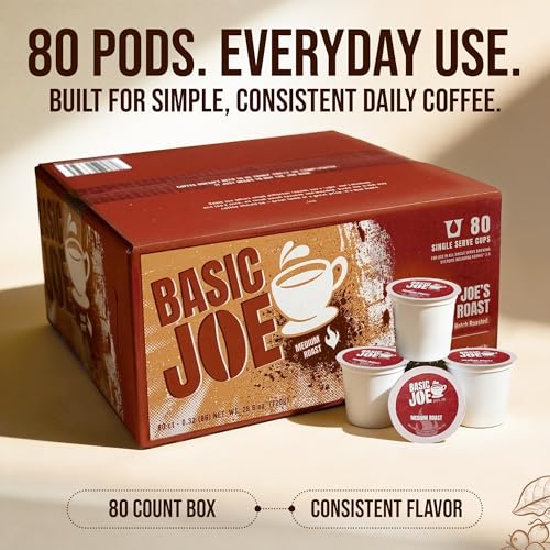 Basic Joe Coffee Pods, Medium Roast, 80 Count K-Cup, 100% Arabica