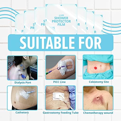 Shower Protector [Pack of 14], 9x9 Dialysis Catheter Shower Shileds Wound Cover, PICC Line Water Barrier, Colostomy Waterproof Bandage Protector