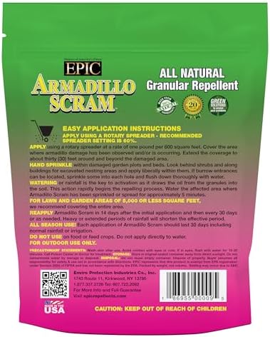 Armadillo Scram All Natural Granular Repellent - All-Natural, Animal, People and Pet Safe Granule from Epic Repellent (6 lb Bag)