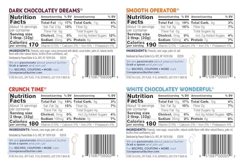 Peanut Butter & Co. Peanut Butter Variety Pack, 4 Flavors, 16 oz (4 Pack) | Non-GMO Project Verified, Gluten Free, Vegan, 6-7g Protein, 4 Flavors, No HFCS, USA-Frown, Pantry-Friendly Pack