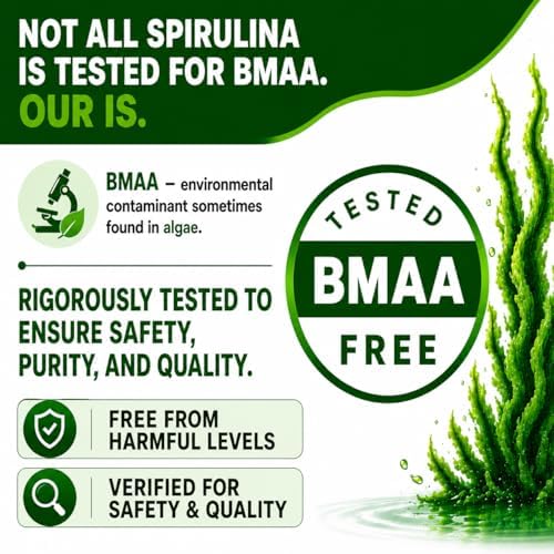 Spirulina Powder Capsules 3000 mg - Purest Non-Irradiated Blue Green Algae - Best Raw Vegan Protein - Green Superfood - Natural Multivitamins –