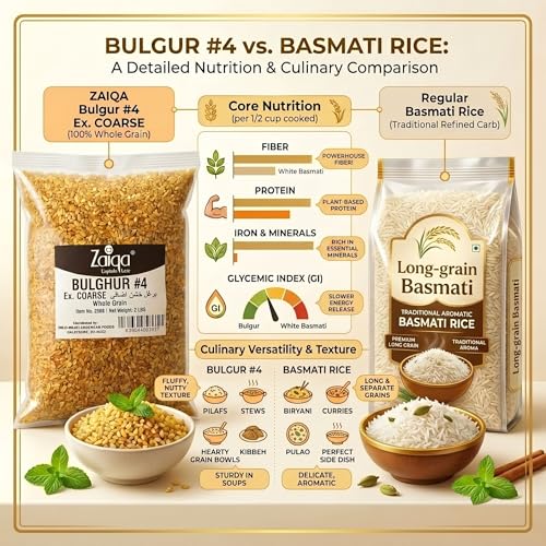 Zaiqa Bulgur Wheat #3 Coarse Grain - 2LB | 100% Whole Durum, Non-GMO & Vegan | Quick-Cooking Ancient Grain for Pilaf, Hearty Sides, Stuffing & Soups