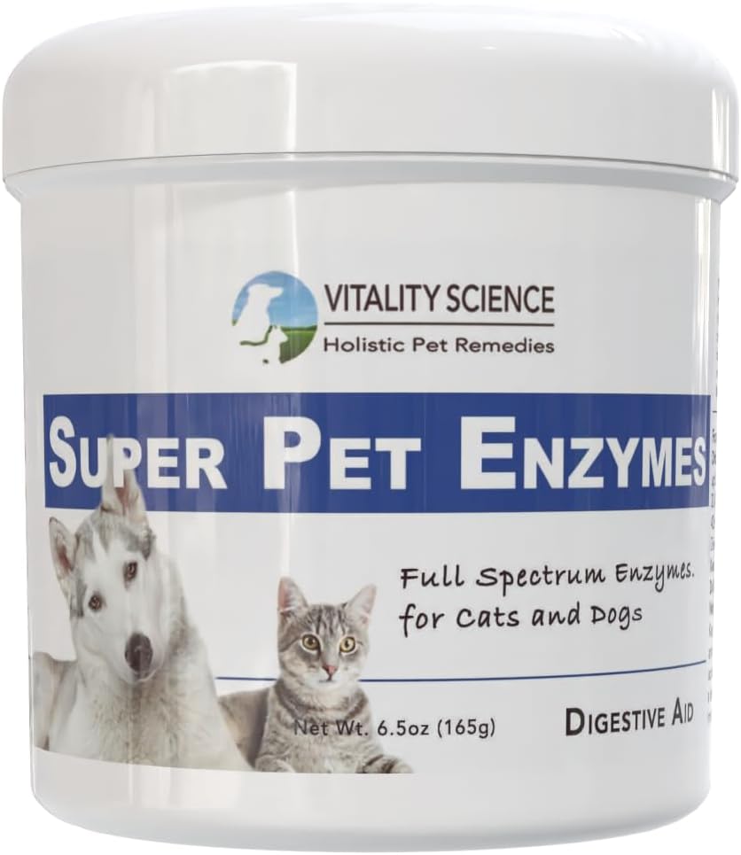 Vitality Science All Natural Super Pet Enzymes for Dogs | Complete Spectrum of Digestive Enzymes | Helps Dog Diarrhea, Constipation, Digestion, Allergy & Immunity (Large, 165g)