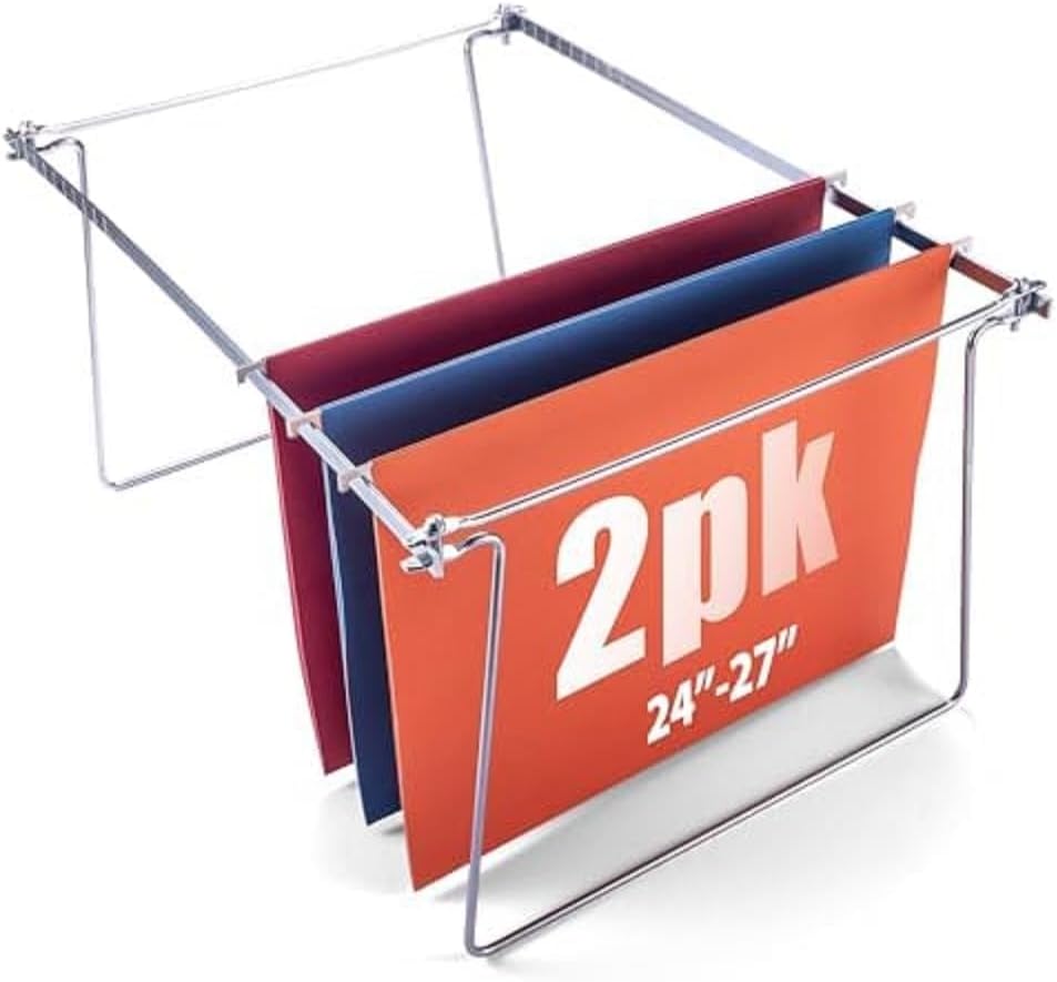 Officemate Hanging File Frame, Letter Size (Fits 24″–27″), Adjustable Heavy-Duty Steel File Drawer Organizer for Desks, Cabinets & Shelves (91964)