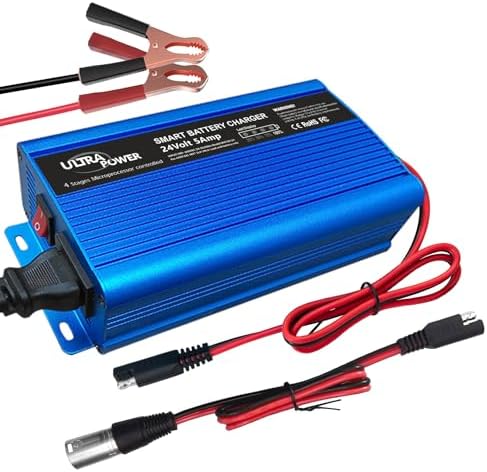 ULTRAPOWER 24V 5A Battery Charger, Universal Battery Charger Maintainer with 4LEDs Indicator, XLR Connector for Cars, Trucks, RVs, ATVs, UTVs