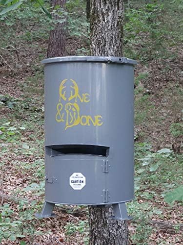 One and Done PRO Game Feeder - Built to Last - Loads 122lbs or 250 lbs (55 Gallon Bear Proof Classic Game Feeder) No Assemble Required