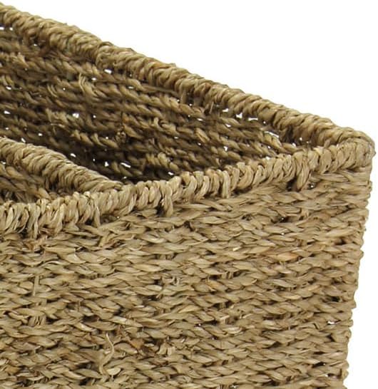 Household Essentials Wicker Magazine Rack, Handwoven Seagrass, Strong Metal Wire Frame, Built-In Handle and Divider, Lightweight, Contemporary, Great for Puzzle Books, Mail and More, Natural